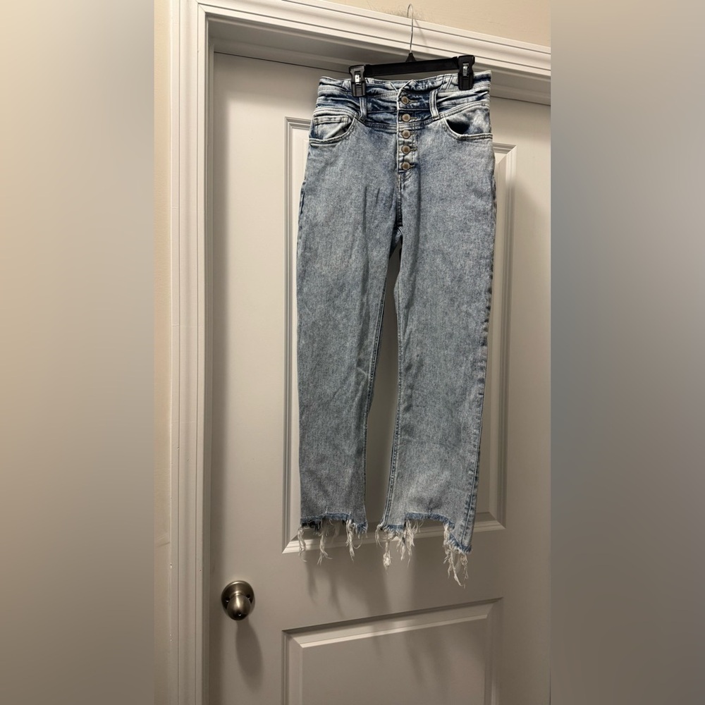 KanCan Women's High Rise Button-Fly Blue Jeans